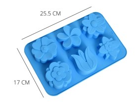 Molde silicona 6 jabones flores con tulipan